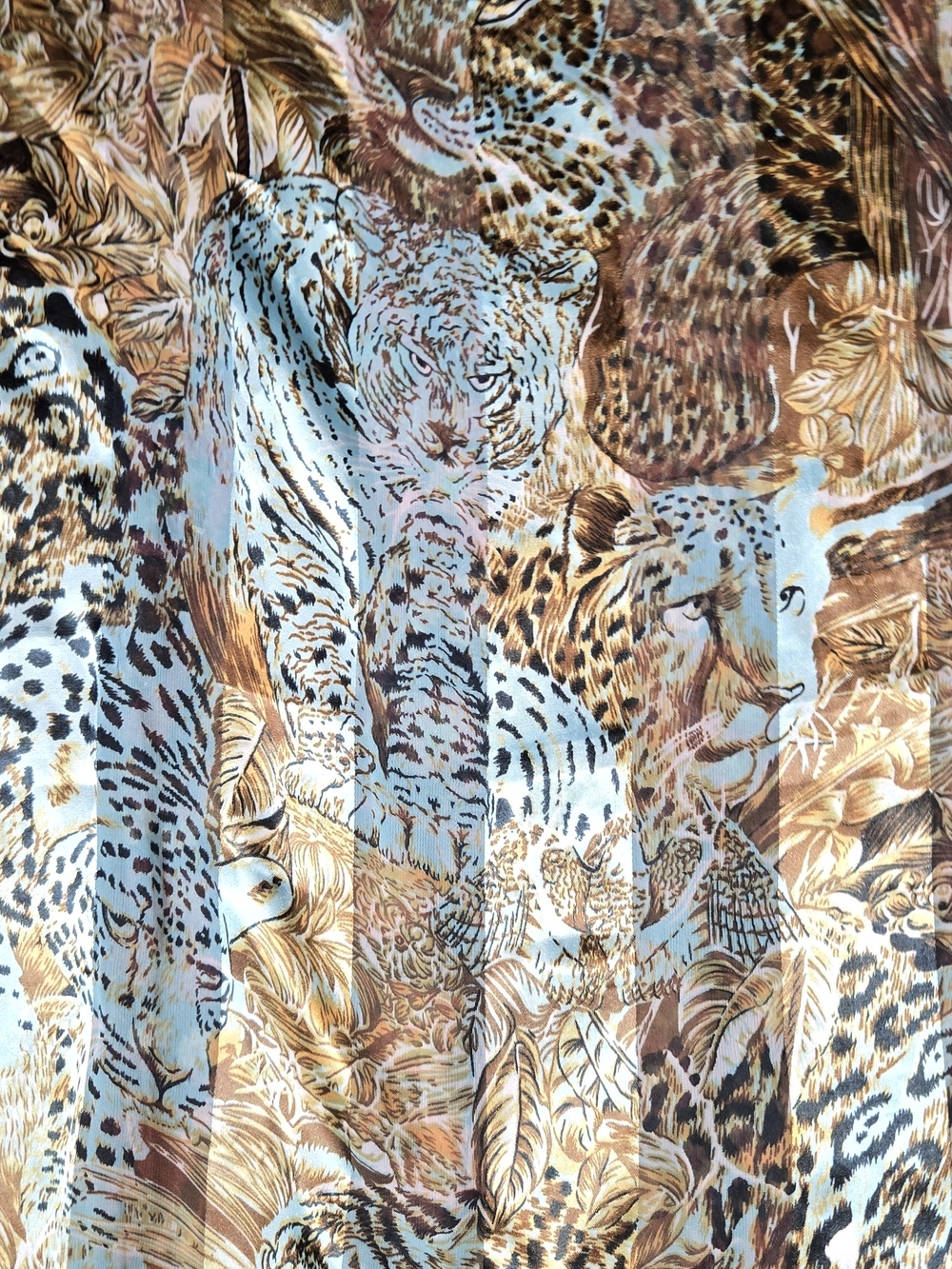 Vintage Perry Ellis Leopard Print Scarf in Brown, Tan and Cream - Picture 4 of 9